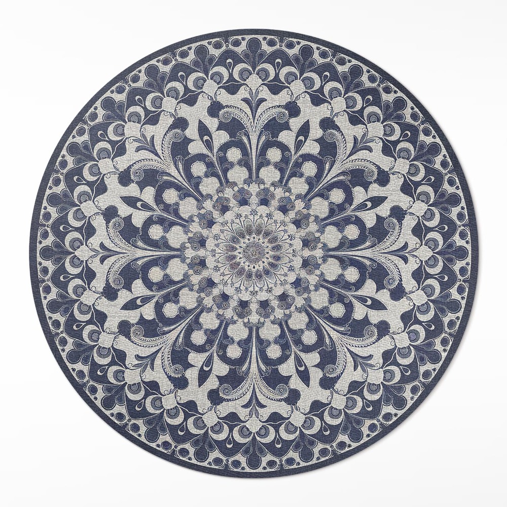 Okrúhly vinylový koberec Kaleidoskop kvetov v retro štýle