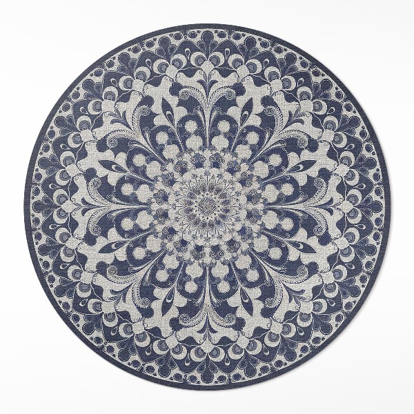 Okrúhly vinylový koberec Kaleidoskop kvetov v retro štýle
