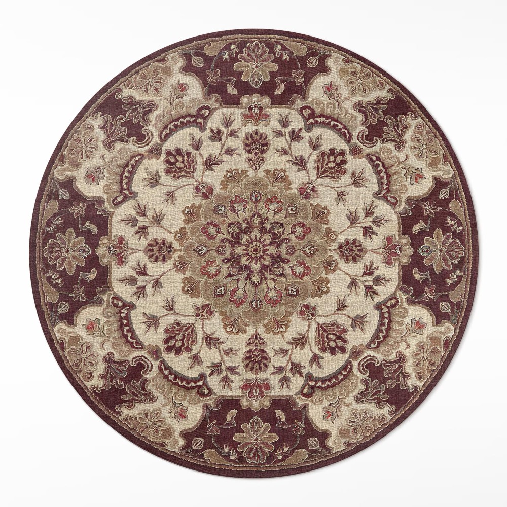 Okrúhly vinylový koberec Kvetinová kompozícia vintage