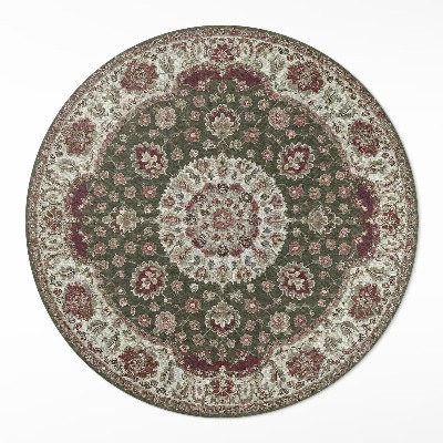 Okrúhly vinylový koberec Perzská zelená mandala