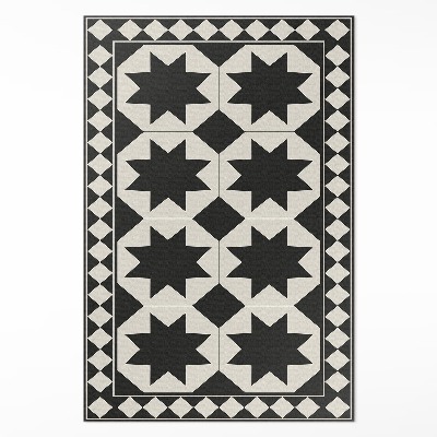 Vinylový koberec Čierno-biele hviezdy elegantná mozaika