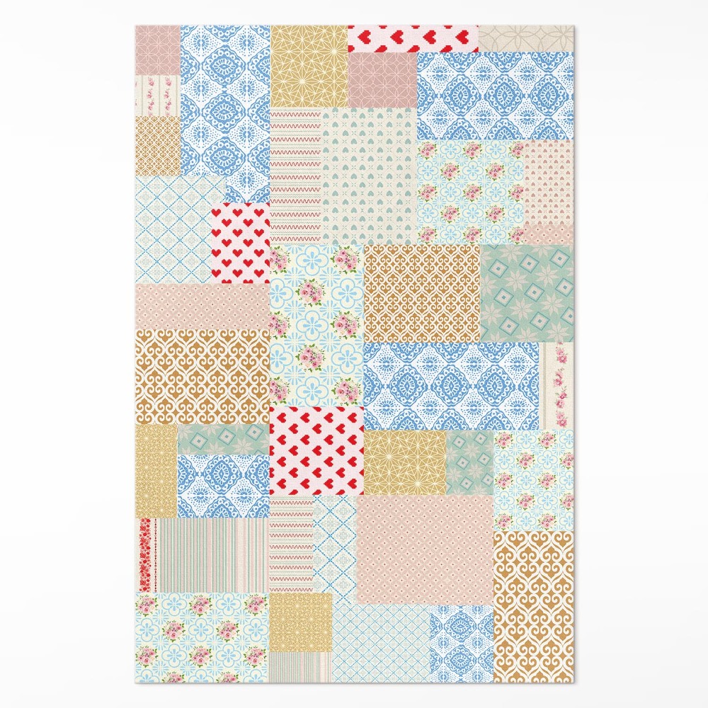 Vinylový koberec Patchwork rôzne kusy imitácia látky