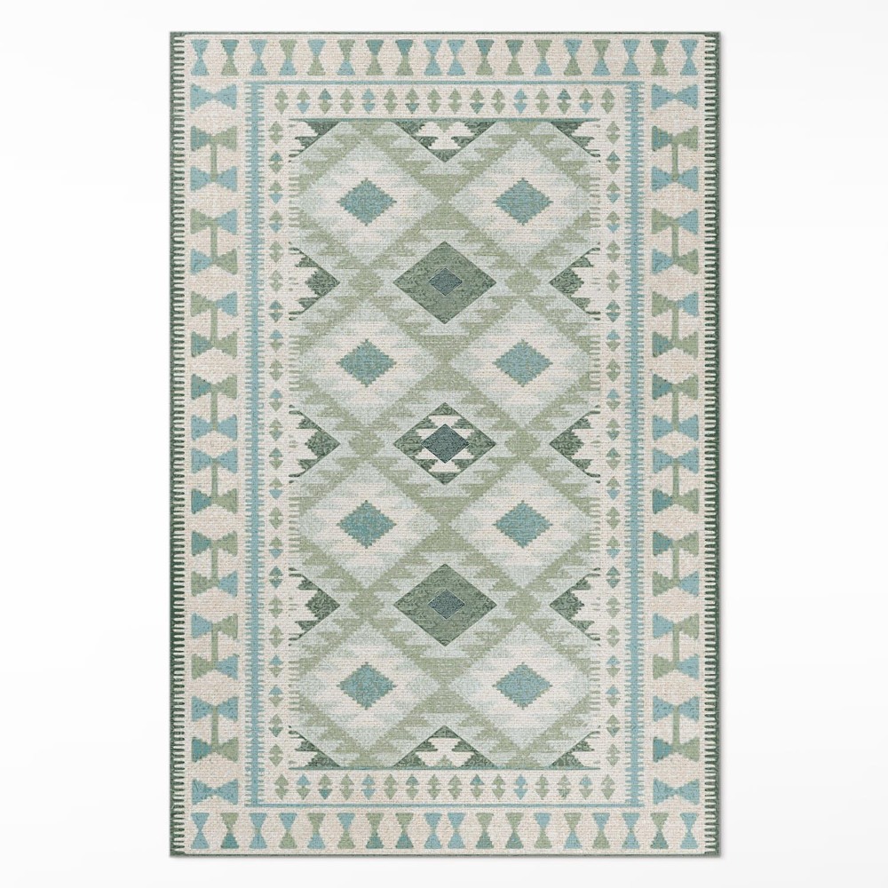 Vinylový koberec Zelené kosoštvorce imitácia látky