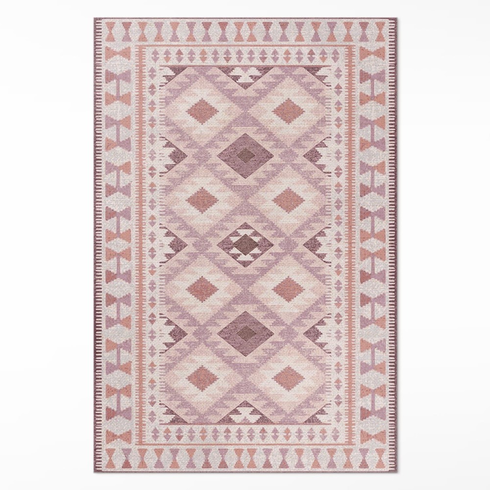 Vinylový koberec Bledoružové kosoštvorce imitácia látky