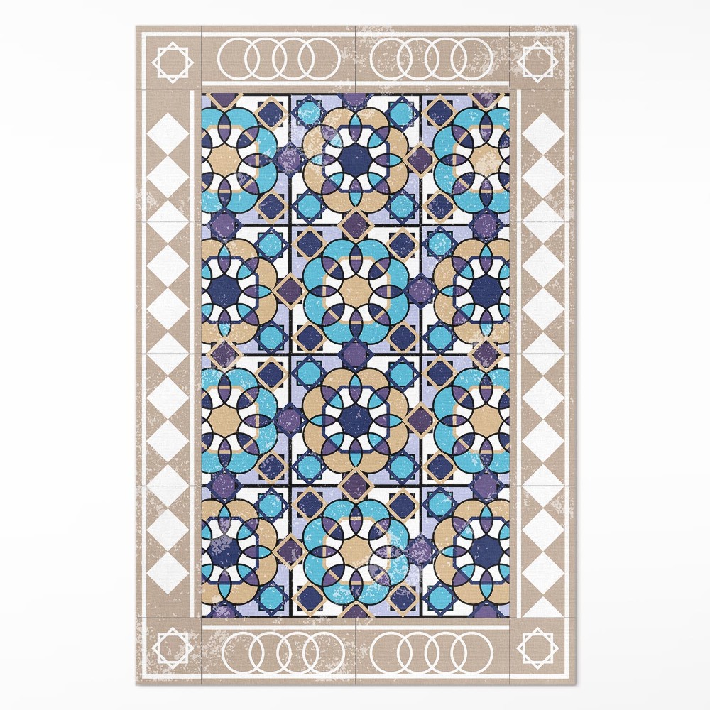 Vinylový koberec Štvorce v kosoštvorcoch ošúchané dlaždice