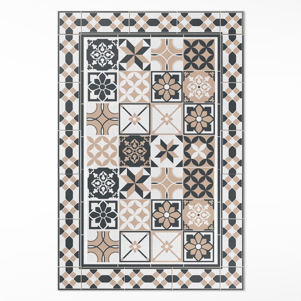 Vinylový koberec Trojfarebná geometria dekoratívne dlaždice