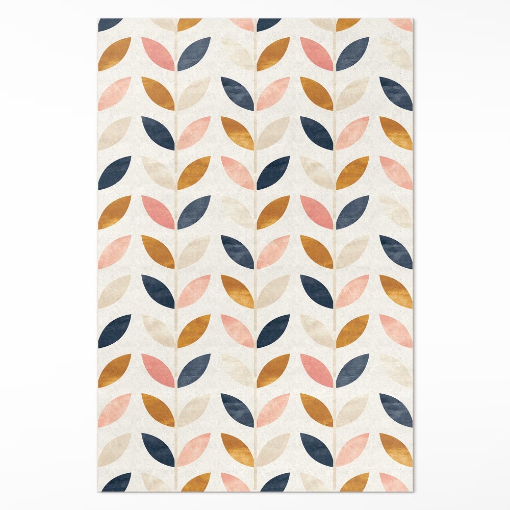 Vinylový koberec Drobné lístky akvarelový štýl boho