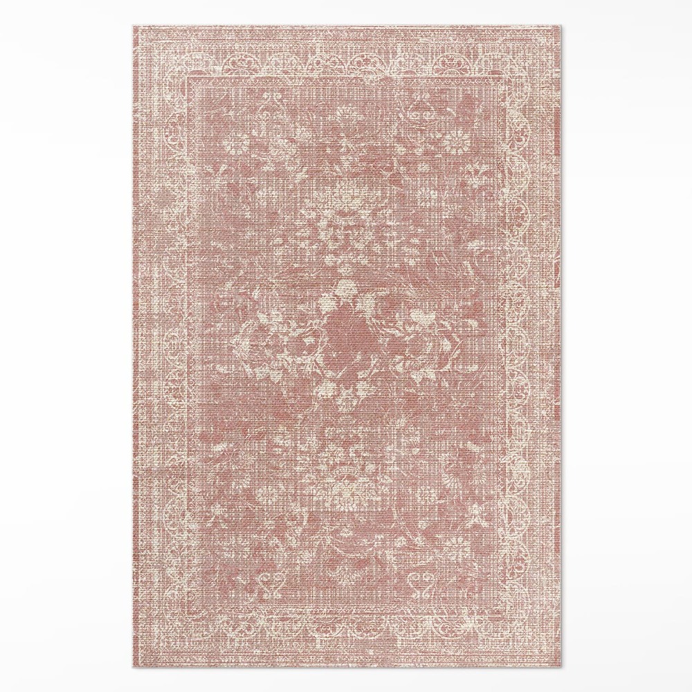 Vinylový koberec Púdrovoružový ošúchaný kvetinový vzor vintage
