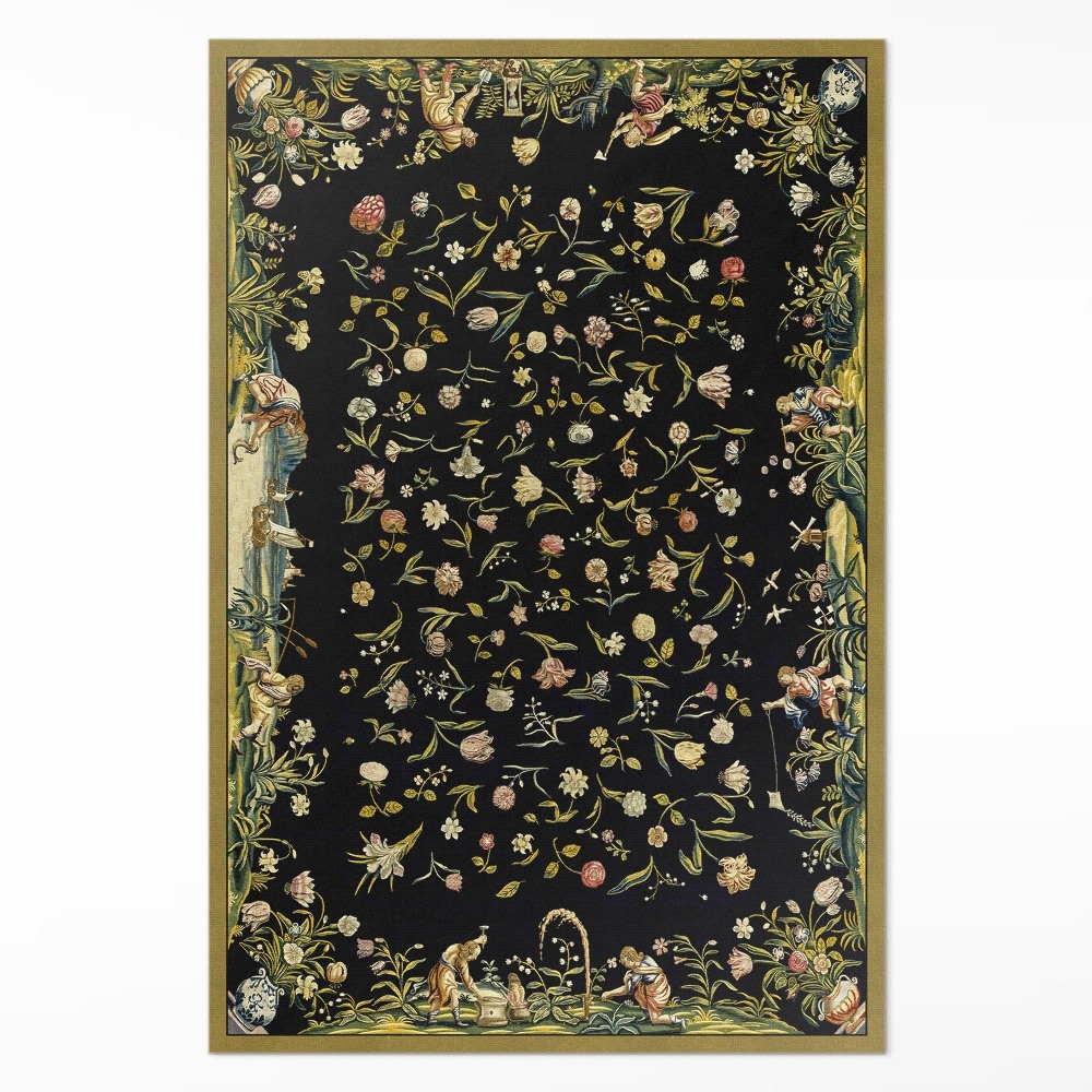 Vinylový koberec Roztrúsená flóra drobné kvety vintage