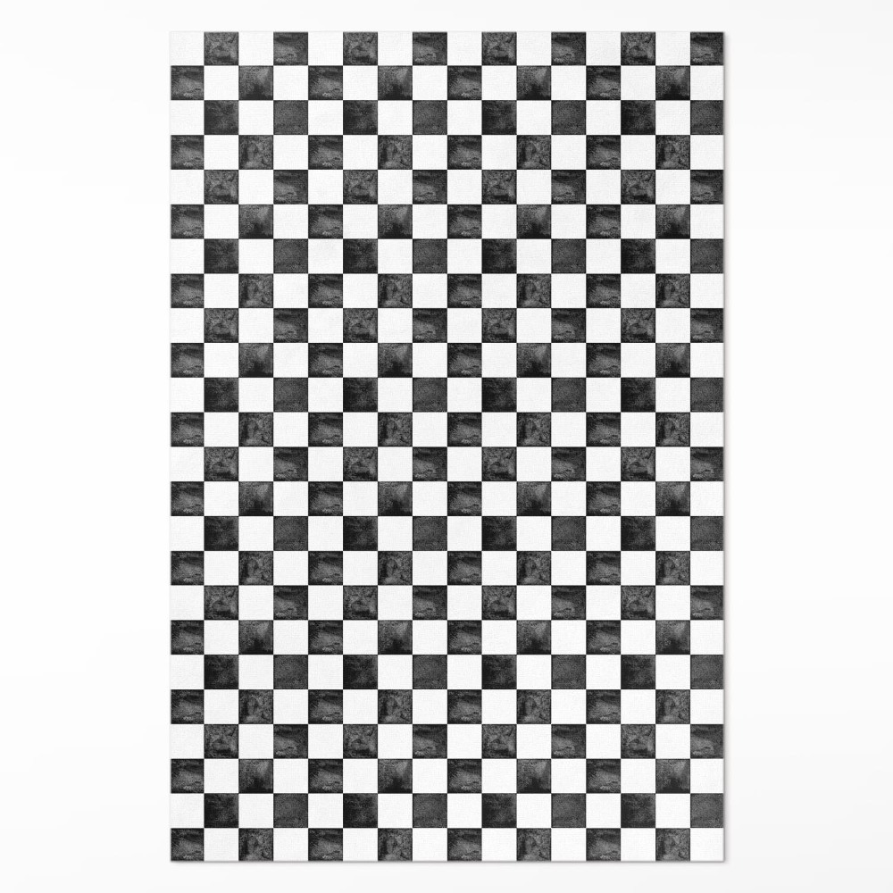 Vinylový koberec Kamenná šachovnica monochromatická