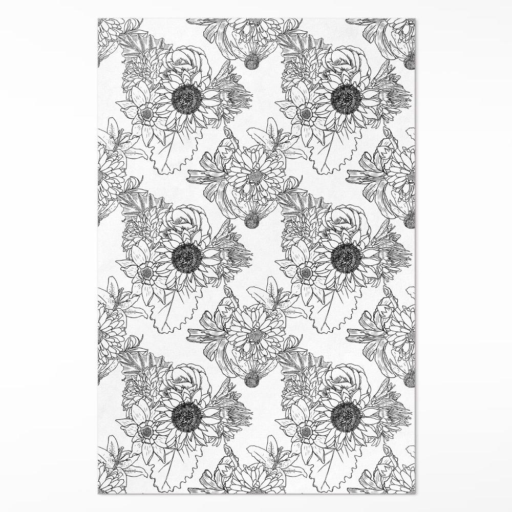 Vinylový koberec Kreslené slnečnice krásne kvety vintage