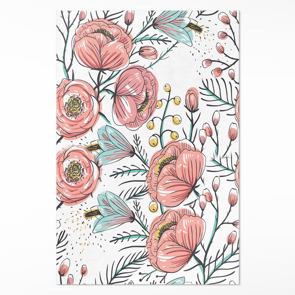 Vinylový koberec Pastelové kvety krásna jemná ilustrácia