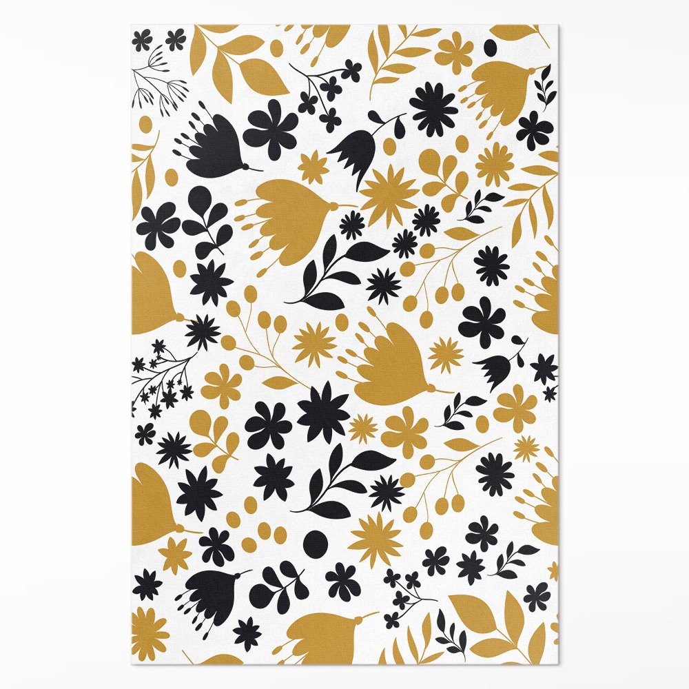 Vinylový koberec Ilustrácia kvetov a listov na lúke