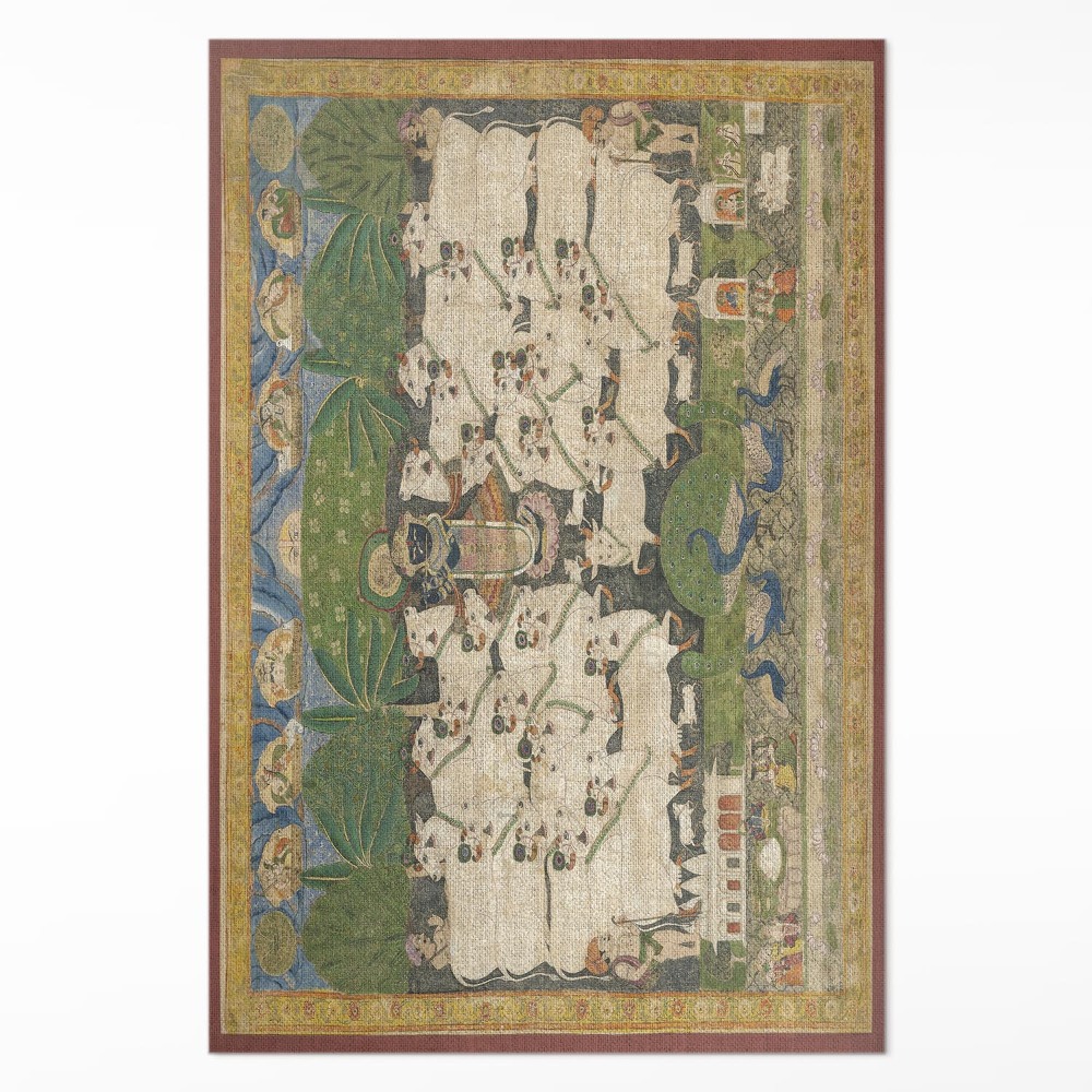 Vinylový koberec Krišna s kravami gobelín