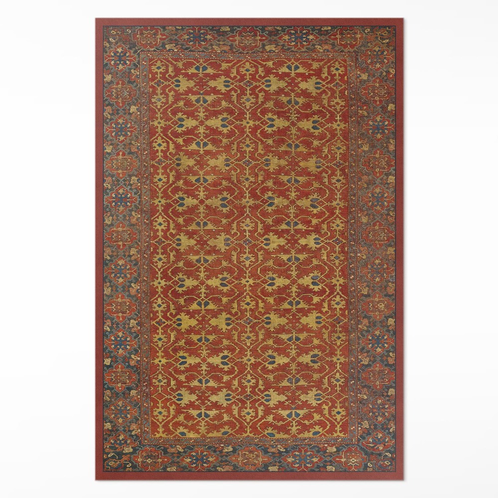 Vinylový koberec Červený, modrý a žltý retro vzor