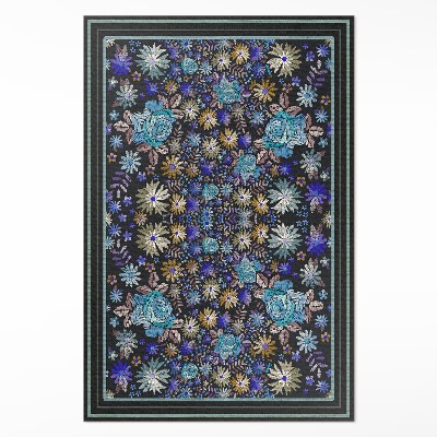 Vinylový koberec Modré a žlté kvety