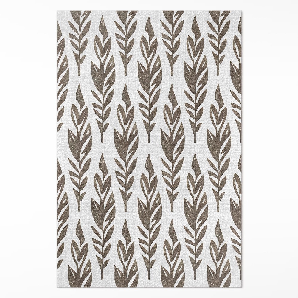 Vinylový koberec Maľované listy boho rastlinný vzor vintage