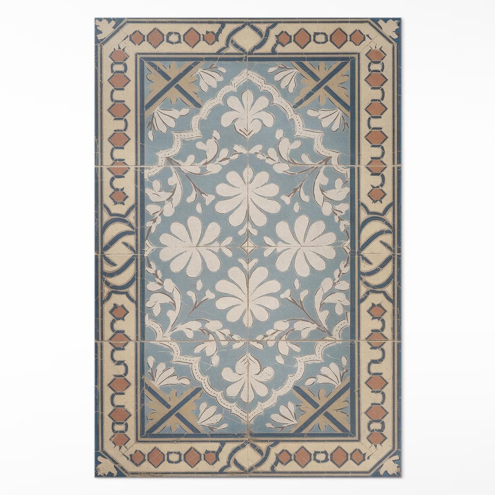 Vinylový koberec Geometrické kvetinové vzory v štýle retro