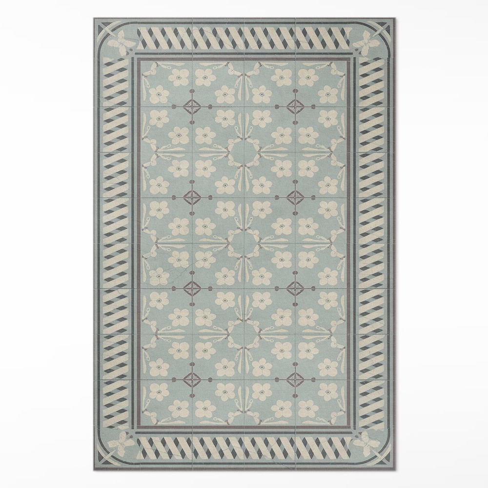 Vinylový koberec Dlaždice v štýle vintage s kvetmi