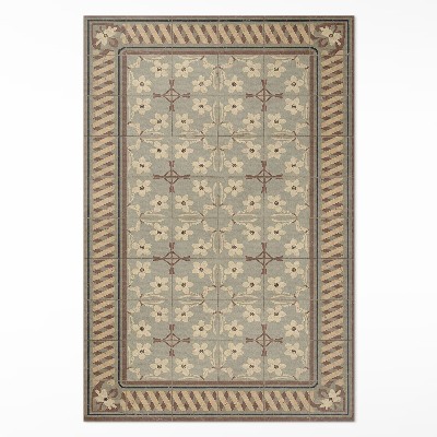 Vinylový koberec Kvety a lupene v mozaikách retro štýlu