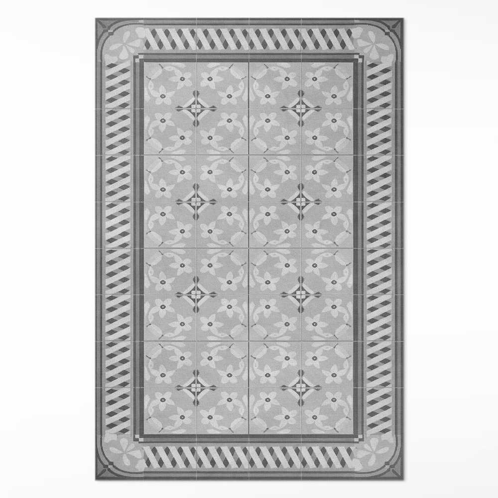 Vinylový koberec Retro ornament s kvetmi na dlaždiciach