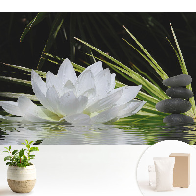 Tapeta na stenu s motívom meditácie a bielych ľalií