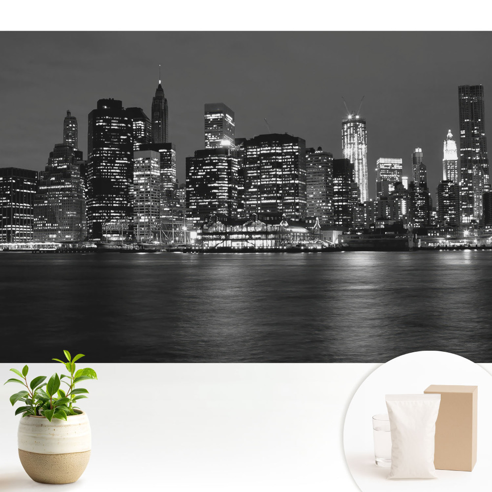 Tapeta do obývačky Panoráma mesta v noci s odrazom vo vode