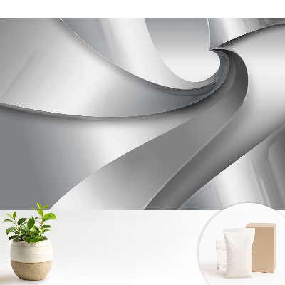 Tapeta s moderným dynamickým vzorom špirál v odtieňoch sivej