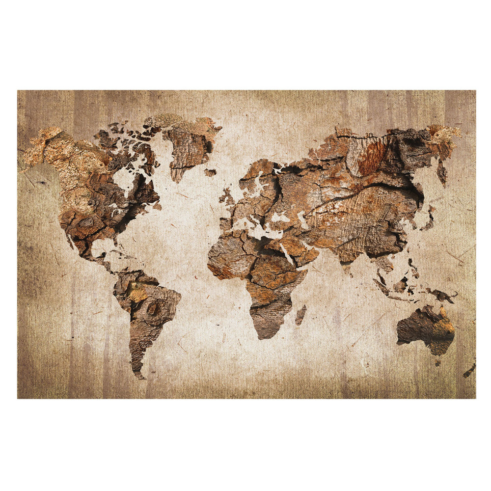 Tapeta na stenu s rustikálnou mapou sveta