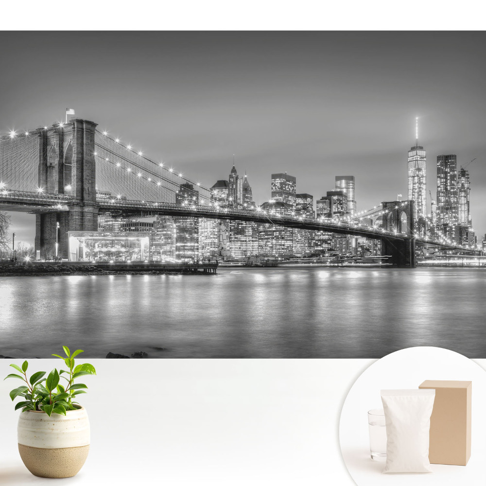 Luxusná tapeta Nočná panoráma metropoly, most a mrakodrapy