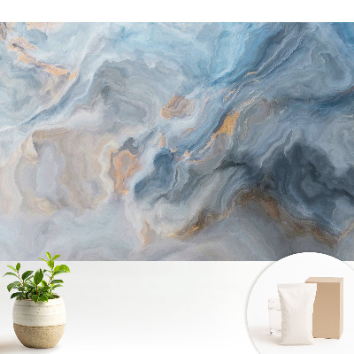 Tapeta na stenu s abstraktným vzorom modrých a sivých vĺn