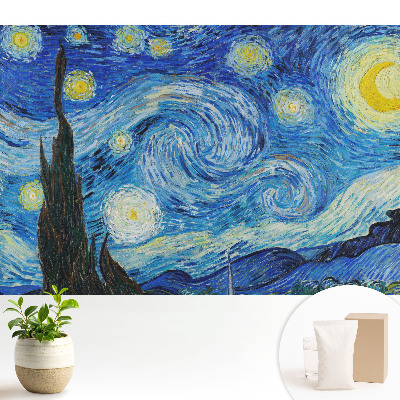 Tapeta na stenu s motívom víriacich hviezd a cyprusu