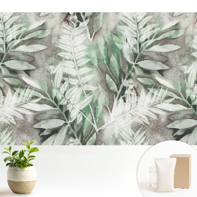Tapeta do obývačky Jemné akvarelové listy v zelenej farbe.