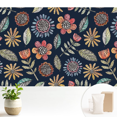 Luxusná tapeta Mozaika farebných kvetov a listov