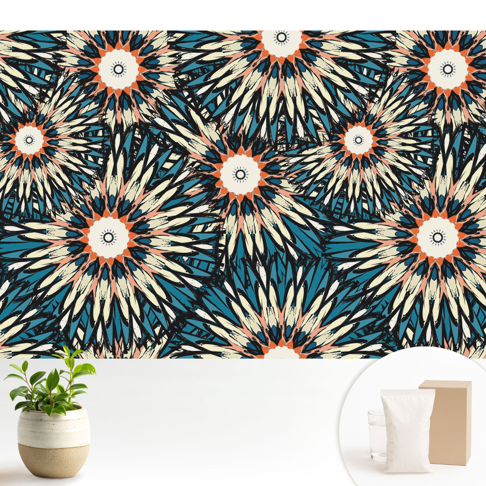 Tapeta do obývačky Energické kvety v opakovateľnej kompozícii