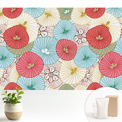 Luxusná tapeta s farebným motívom okrúhlych kvetov v modernom štýle