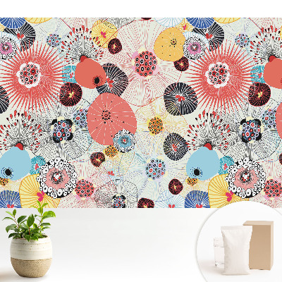 Tapeta do obývačky s farebným kvetinovým vzorom