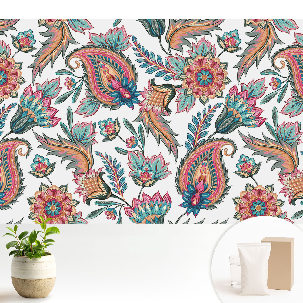 Luxusná tapeta Paisley vzor s kvetmi a listami