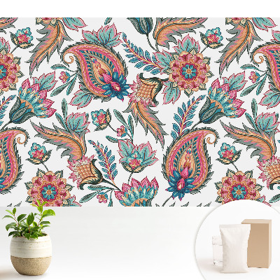 Luxusná tapeta Paisley vzor s kvetmi a listami