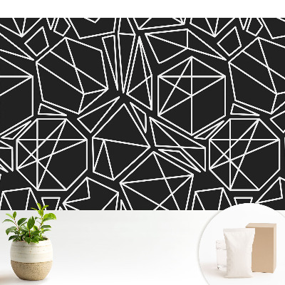 Tapeta na stenu s geometrickými útvarmi na čiernom pozadí