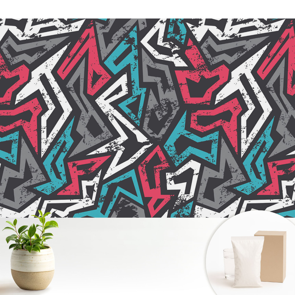 Tapeta do obývačky Geometrické graffiti s čerstvou energiou