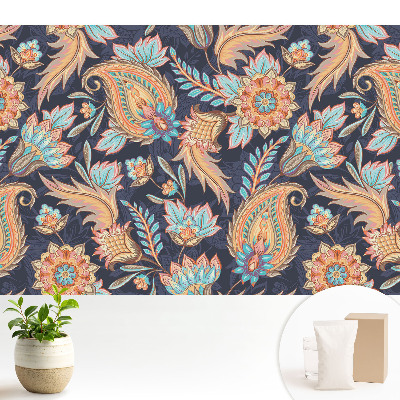 Tapeta do obývačky s motívom kvetov a listov v klasickom štýle