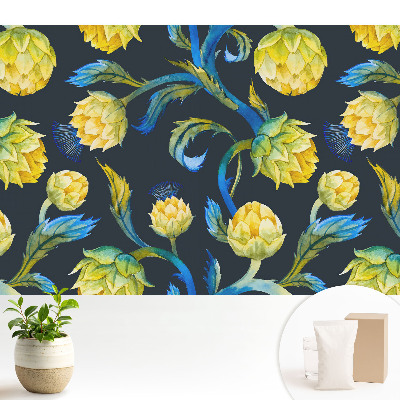 Luxusná tapeta s akvarelovými kvetmi v elegantnom a žiarivom prevedení