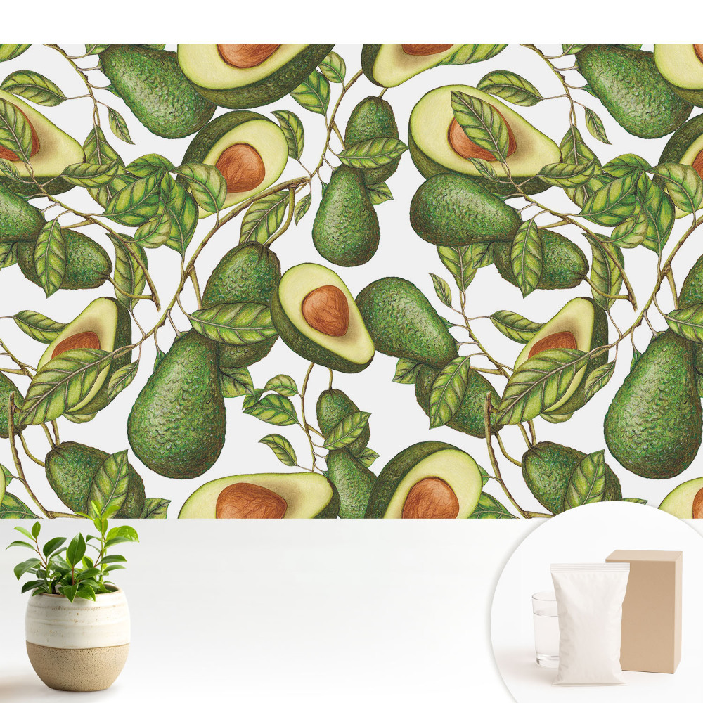 Tapeta do obývačky Avokádo a zelené listy v prírode