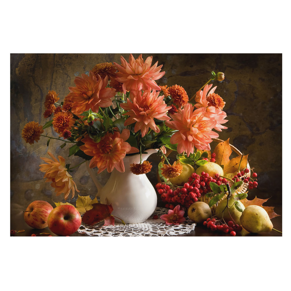 Tapeta s motívom kvetov a ovocia do obývačky