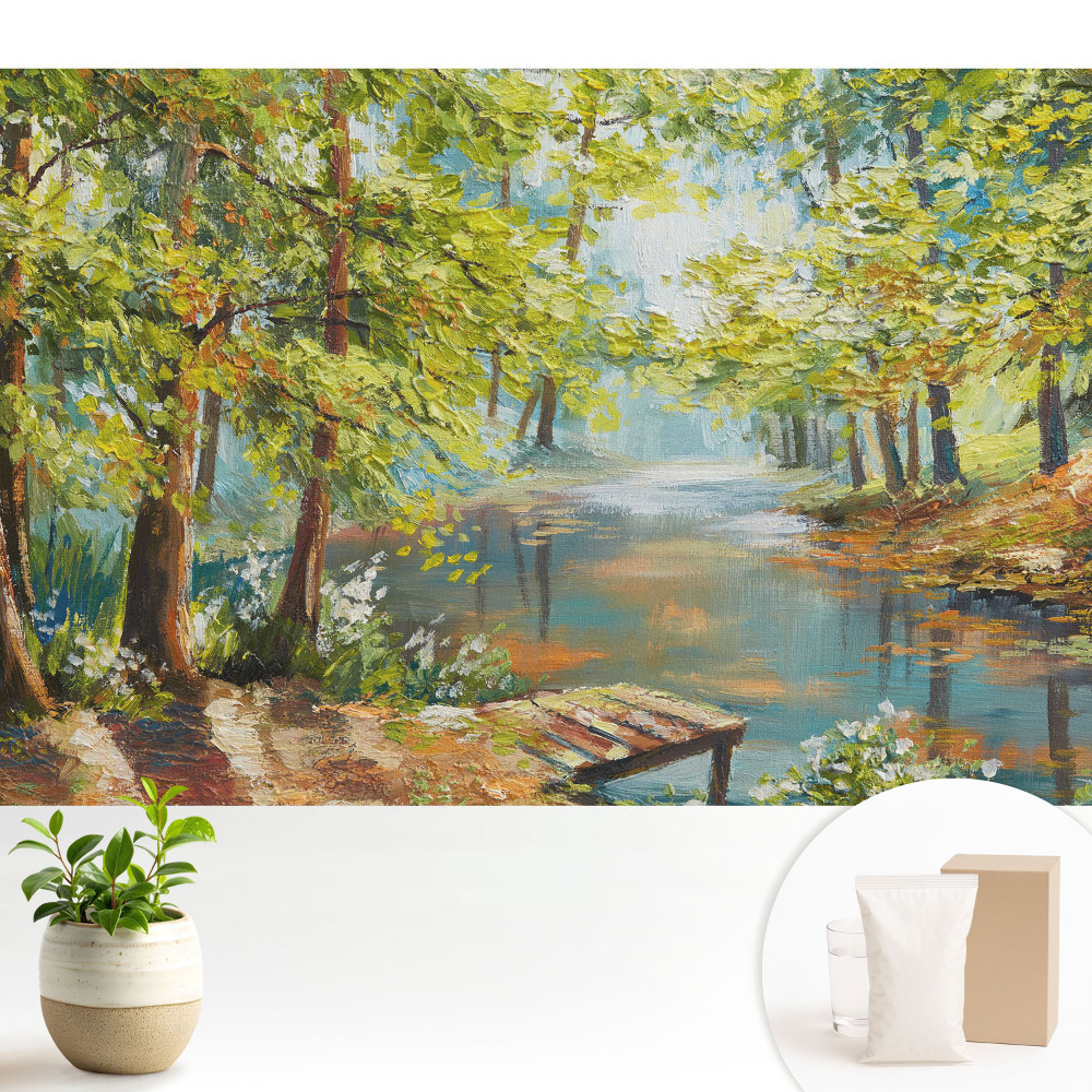 Tapeta na stenu Atmosférická lesná krajina s jazerom