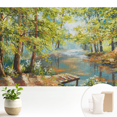 Tapeta na stenu Atmosférická lesná krajina s jazerom