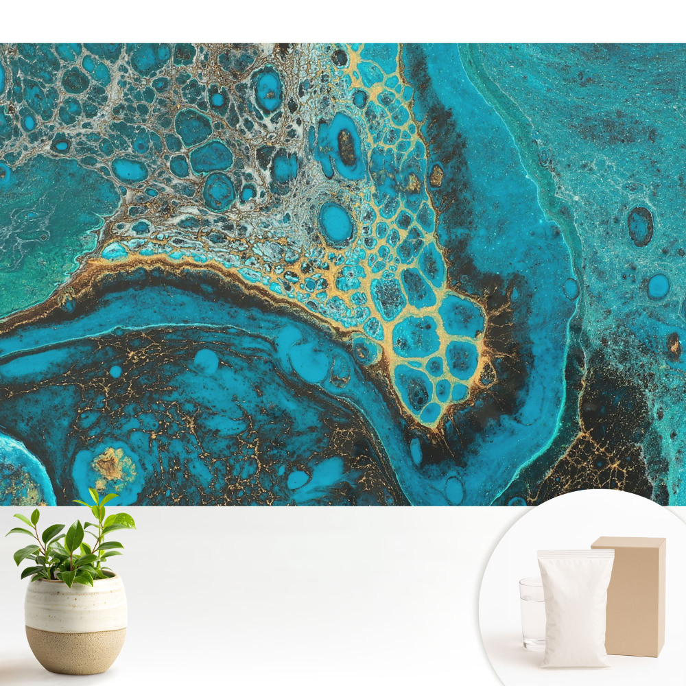 Tapeta do obývačky Tyrkysové organické vzory