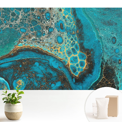 Tapeta do obývačky Tyrkysové organické vzory