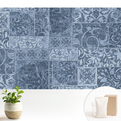 Luxusná tapeta s modrým vintage vzorom